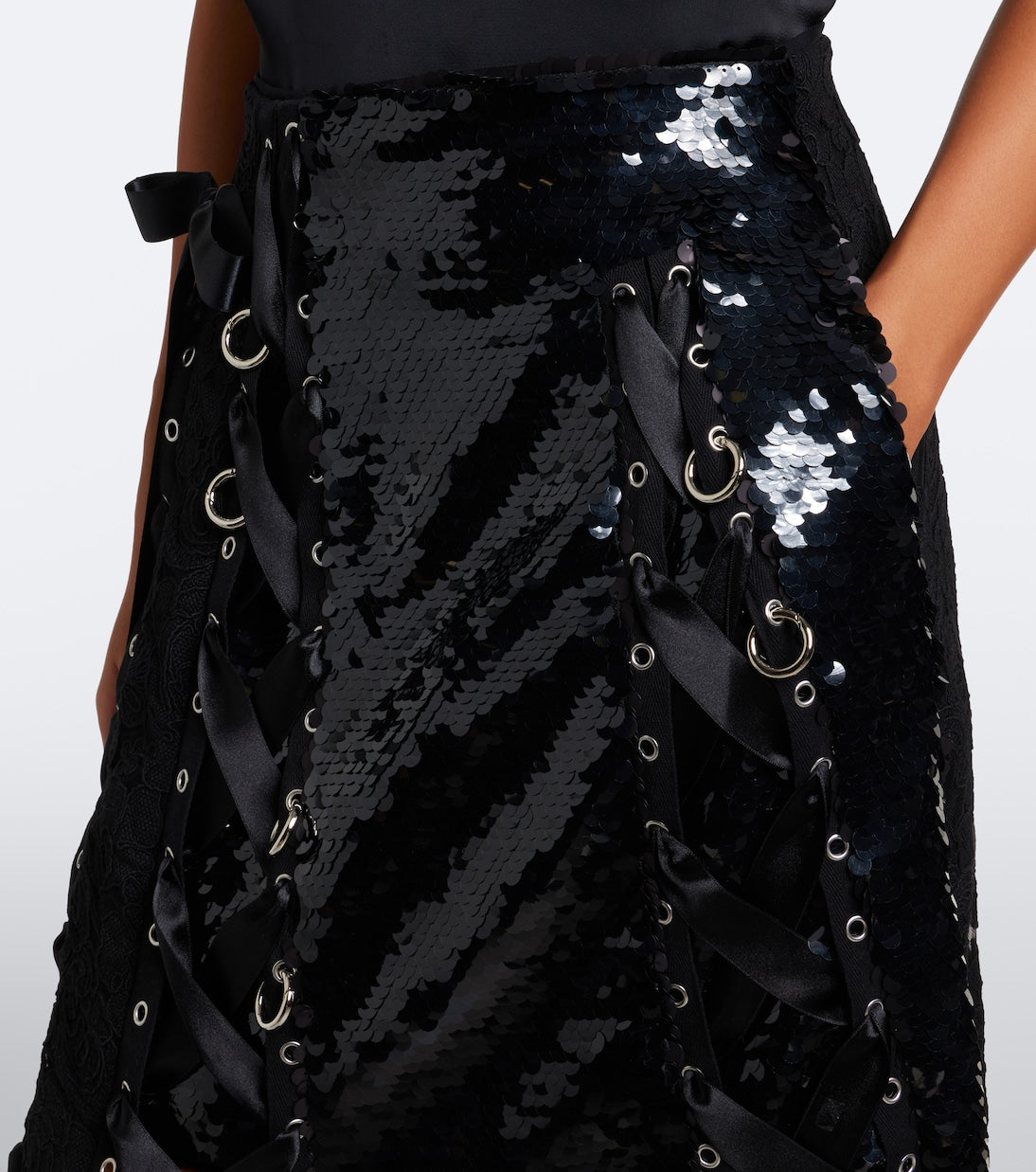 Simone Rocha - Patchwork sequined lace midi skirt