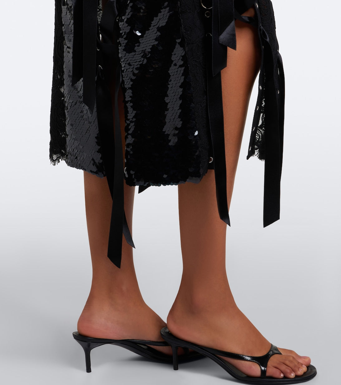 Simone Rocha - Patchwork sequined lace midi skirt