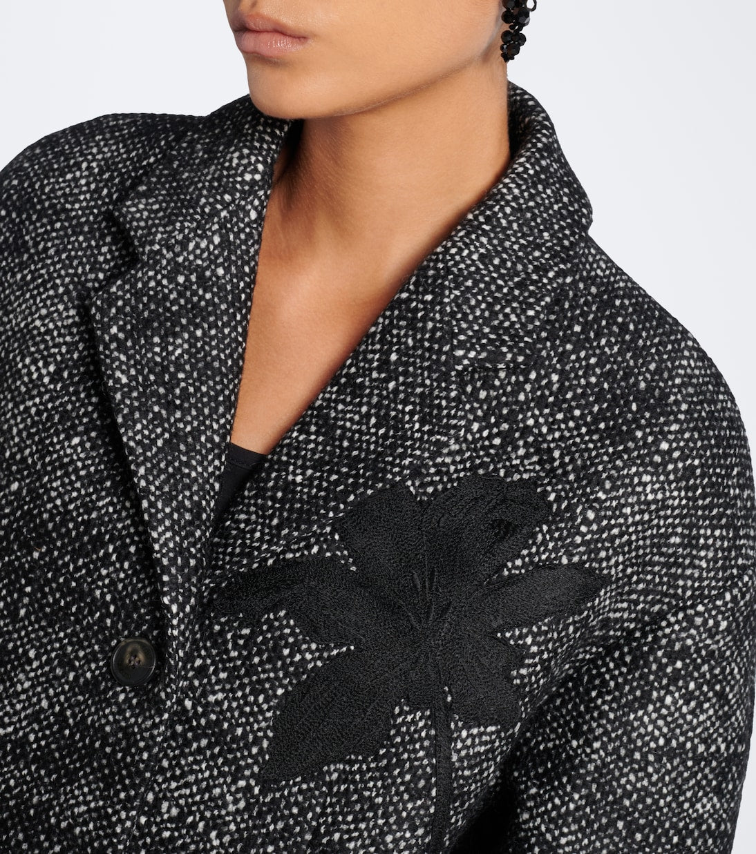 Erdem - Cropped embroidered wool-blend jacket