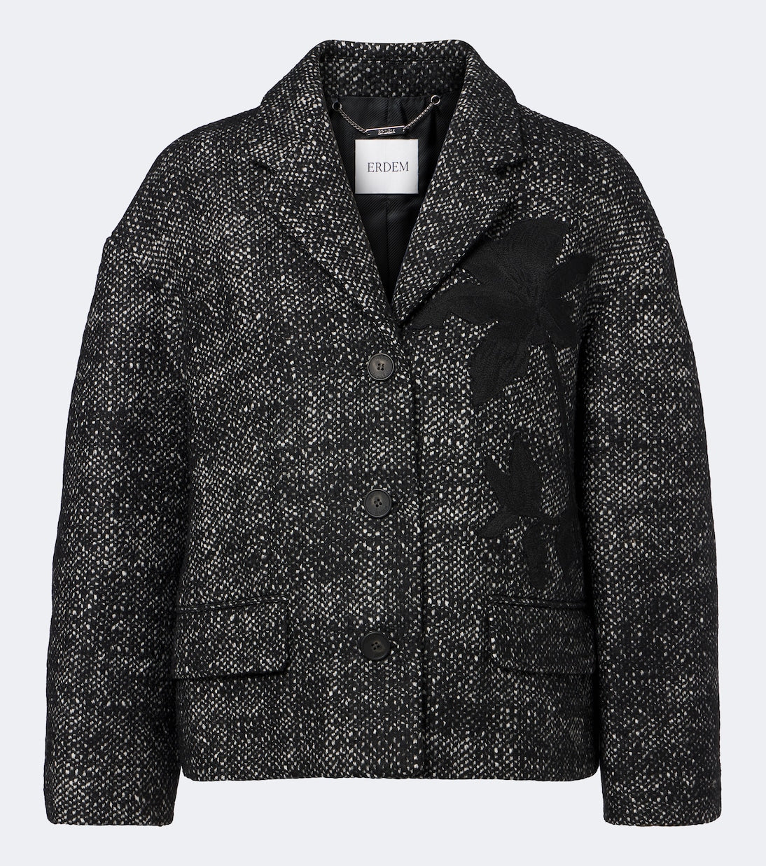 Erdem - Cropped embroidered wool-blend jacket