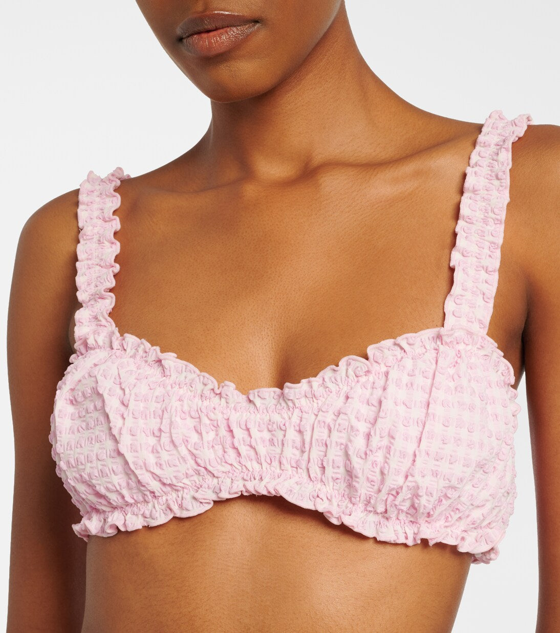Simkhai - Ruffled checked bikini top