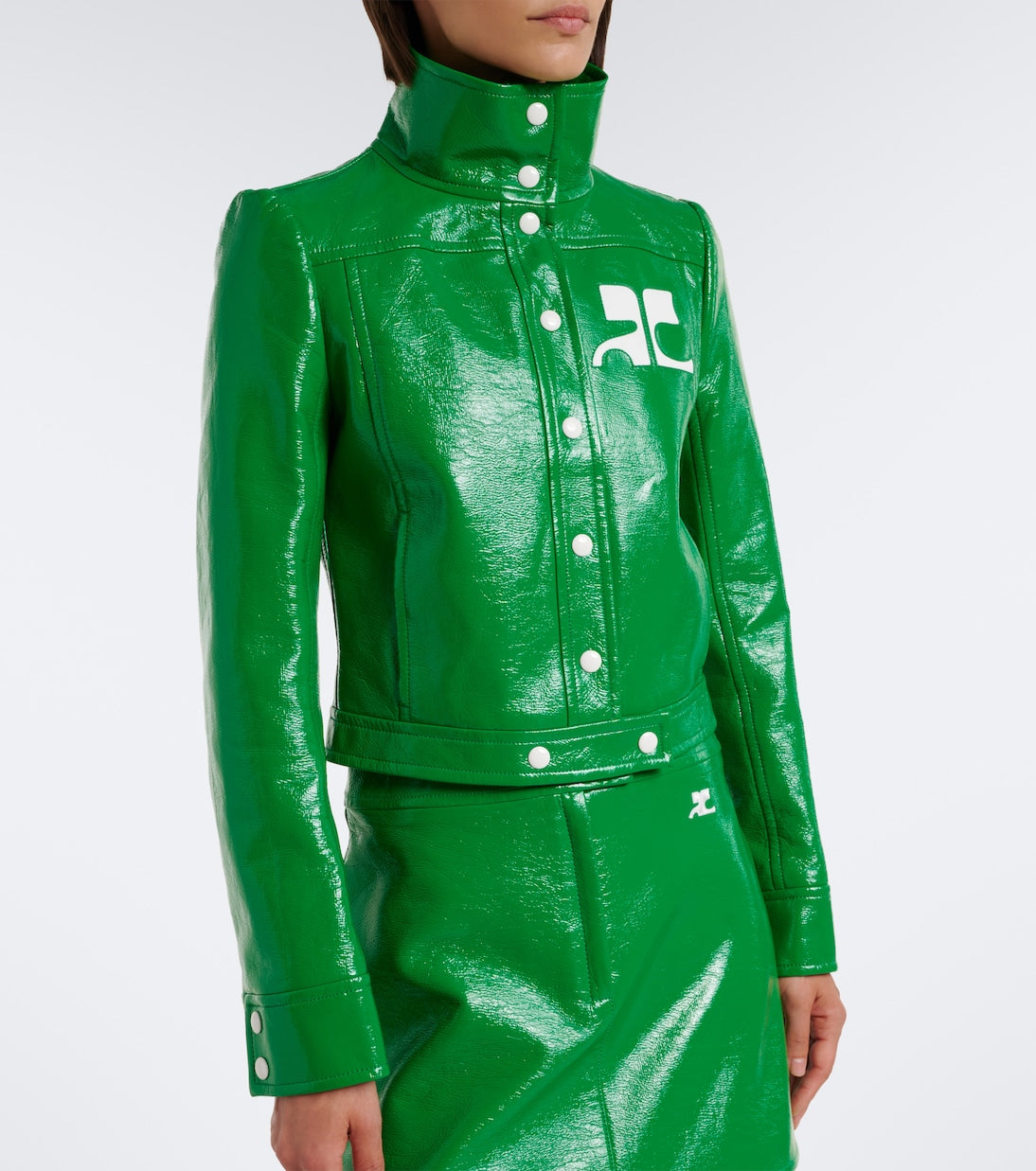 Courrèges - Logo vinyl cropped jacket