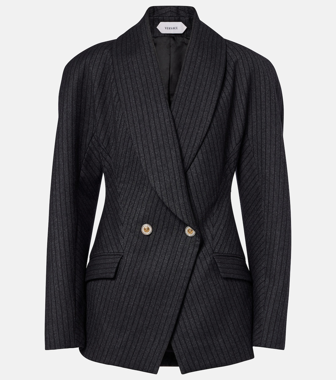 Versace - Double-breasted virgin wool twill blazer