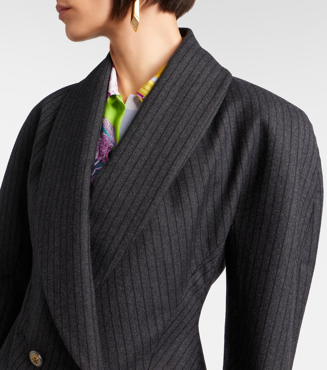 Versace - Double-breasted virgin wool twill blazer