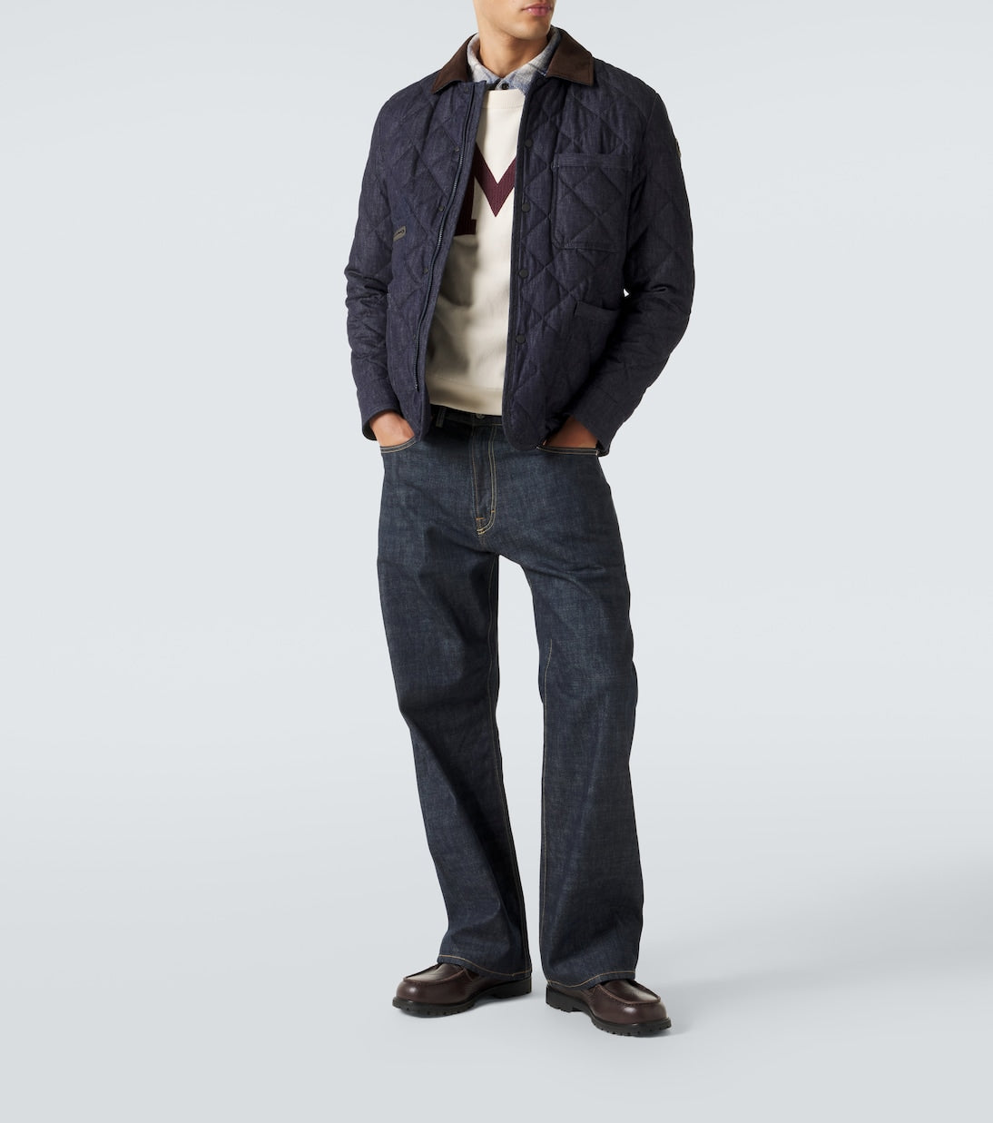 Moncler - Quilted denim down jacket