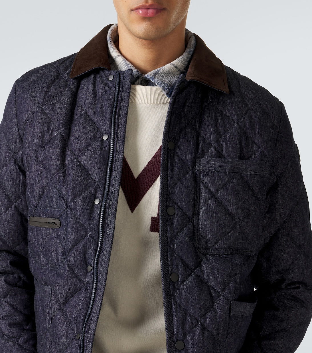 Moncler - Quilted denim down jacket