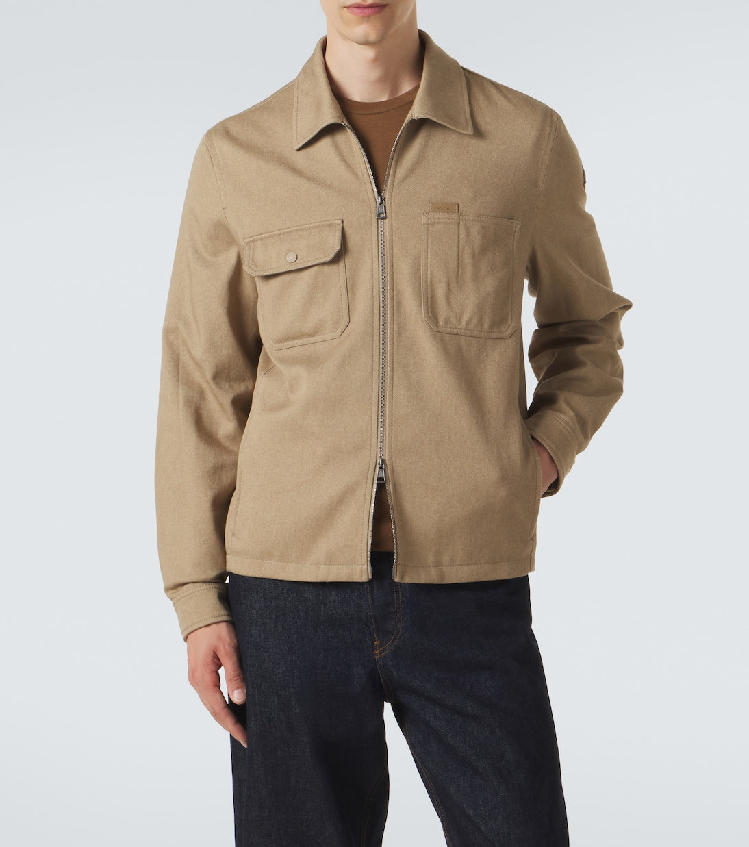 Moncler - Leather-trimmed cotton jacket