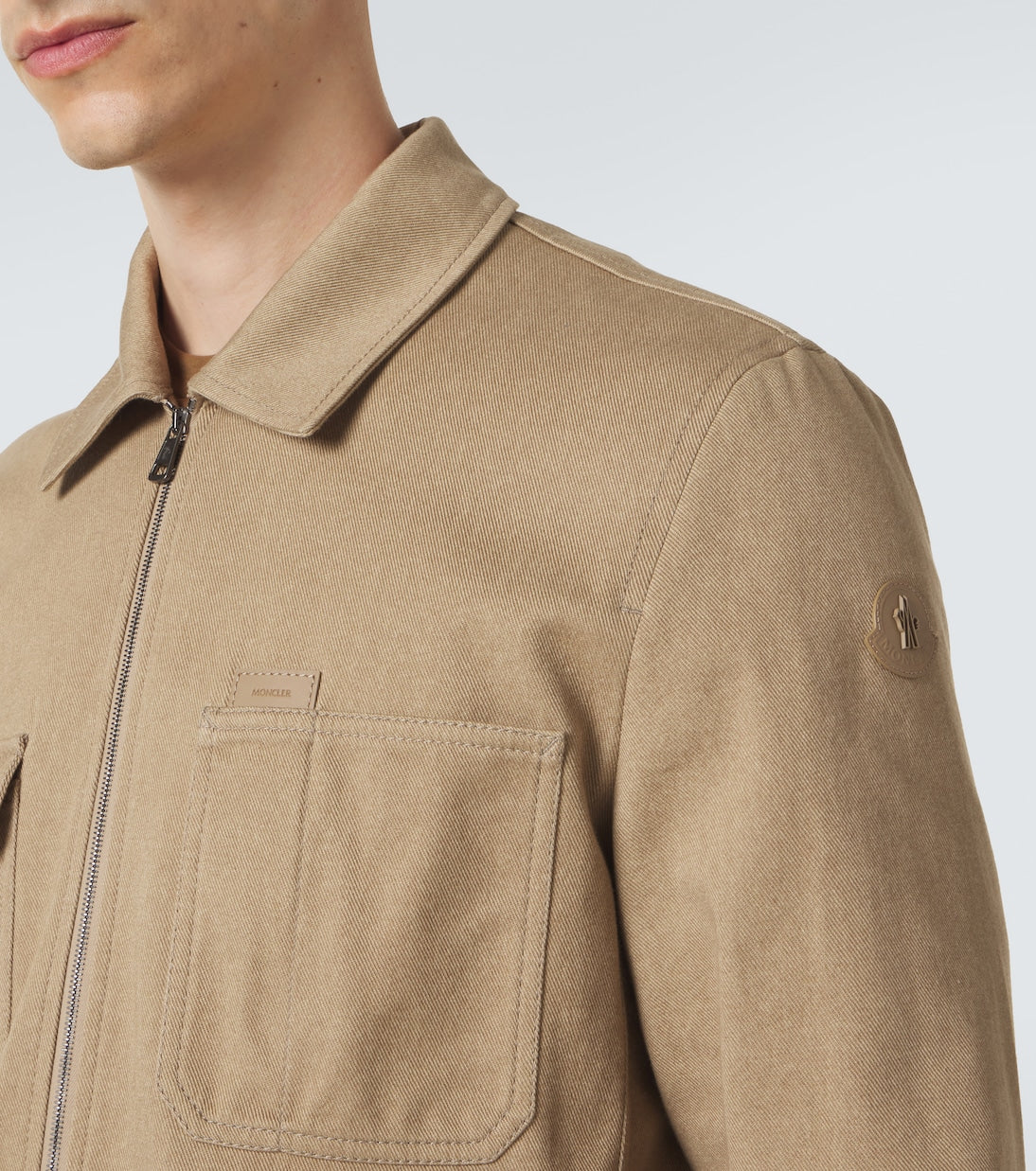 Moncler - Leather-trimmed cotton jacket