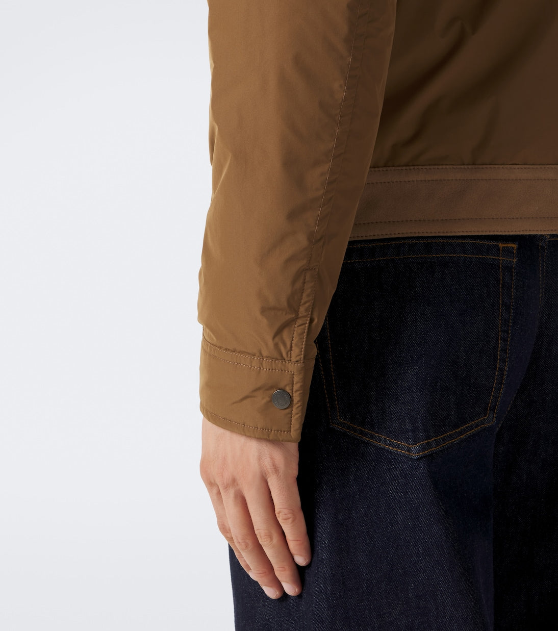 Moncler - Shearling-trimmed suede down jacket