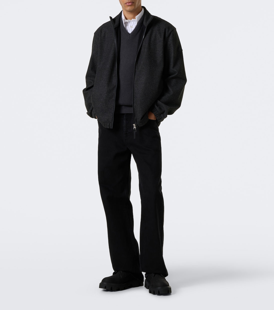 Moncler - Leather-trimmed bomber jacket