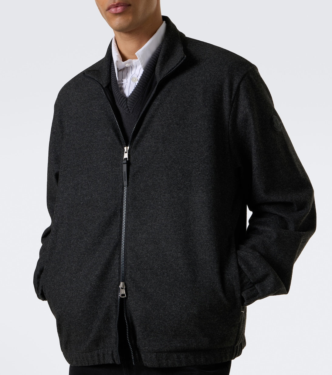 Moncler - Leather-trimmed bomber jacket