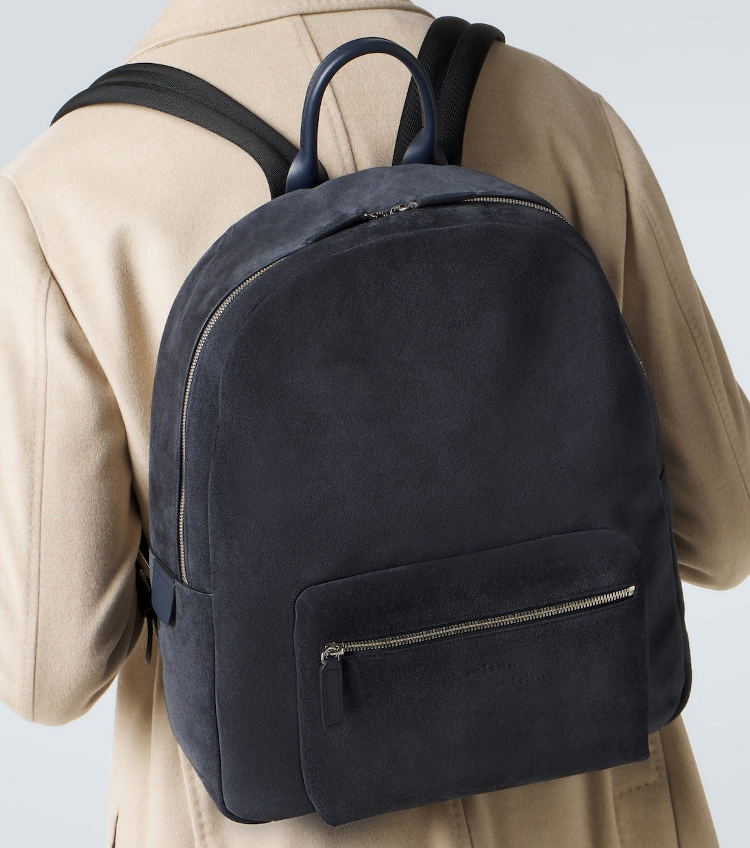 Kiton - Leather-trimmed suede backpack
