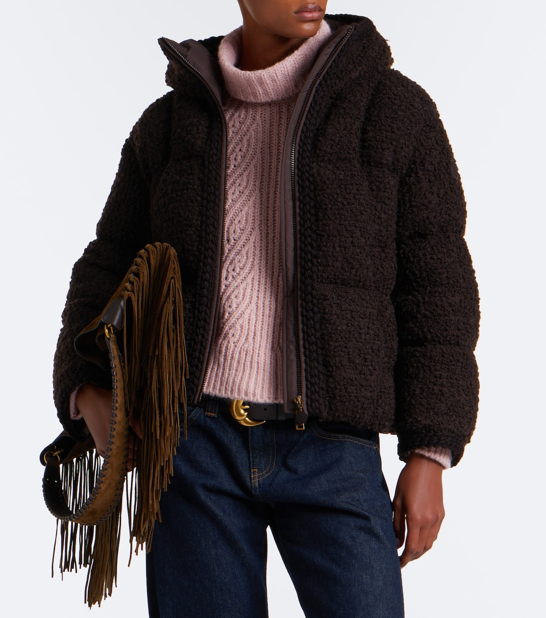 Moncler - Cristallin wool-blend teddy down jacket