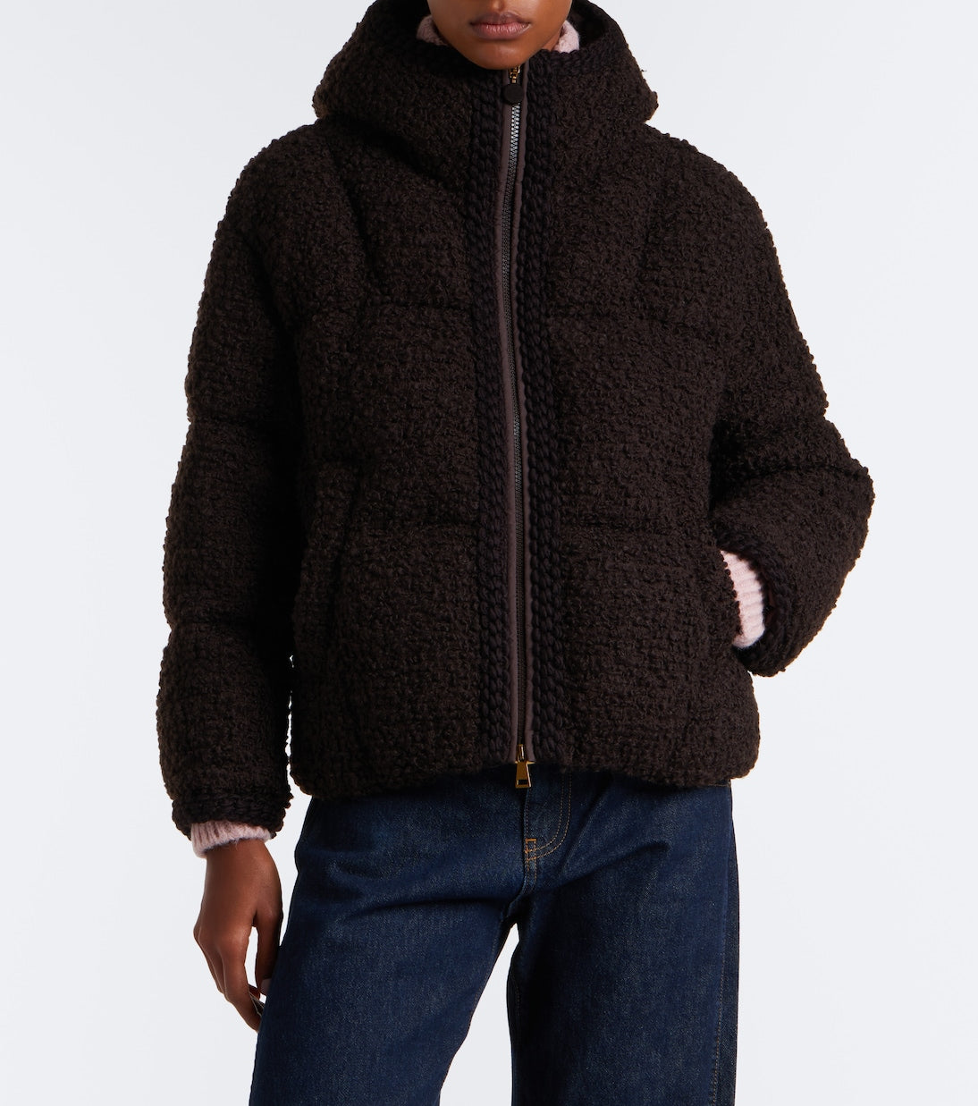 Moncler - Cristallin wool-blend teddy down jacket
