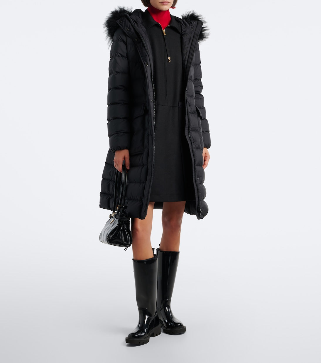 Moncler - Shearling-trimmed down coat