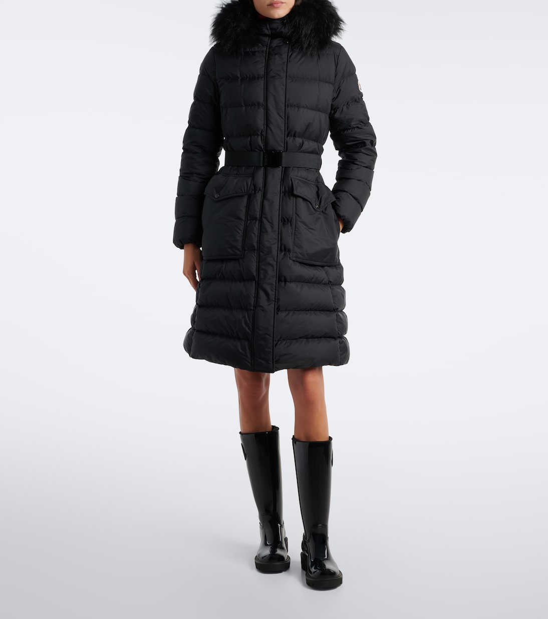 Moncler - Shearling-trimmed down coat