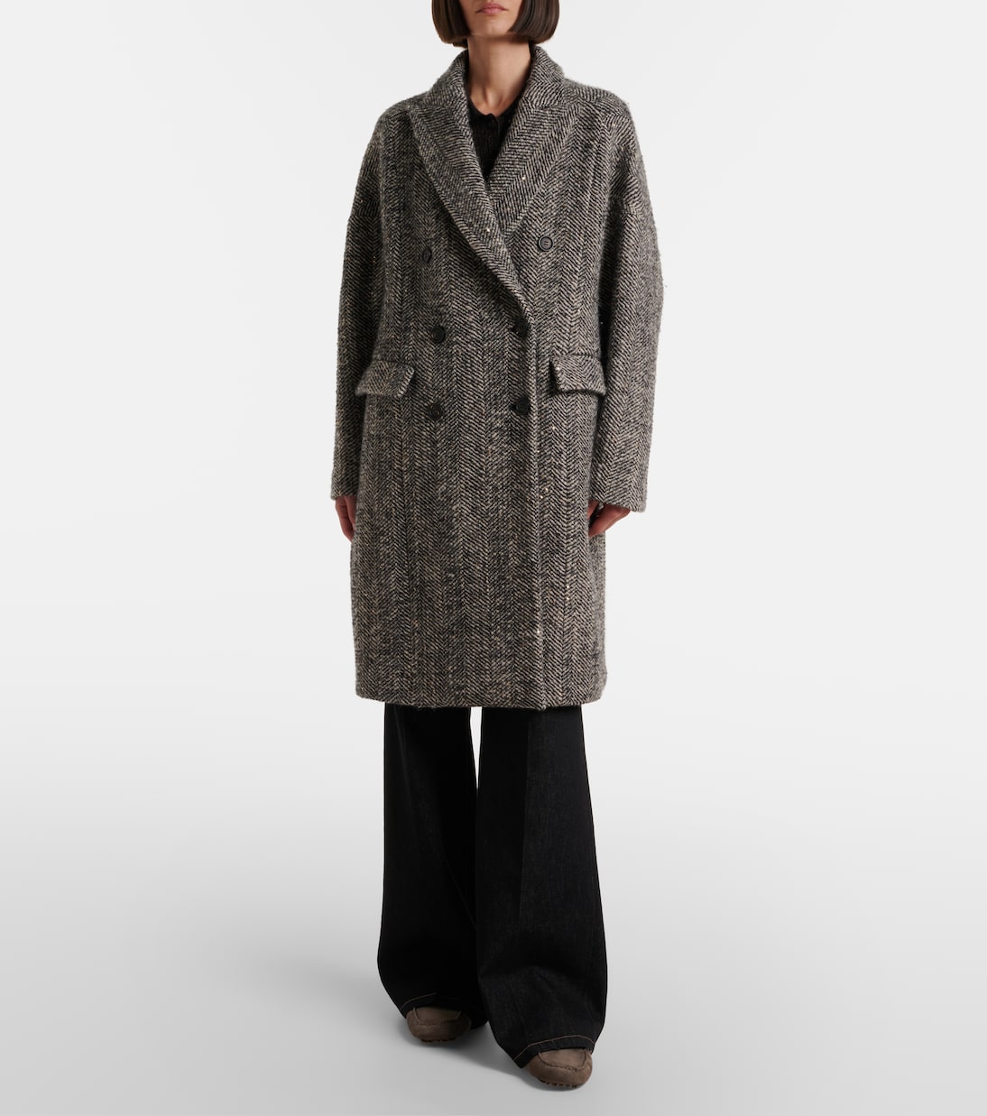 Brunello Cucinelli - Herringbone wool-blend coat