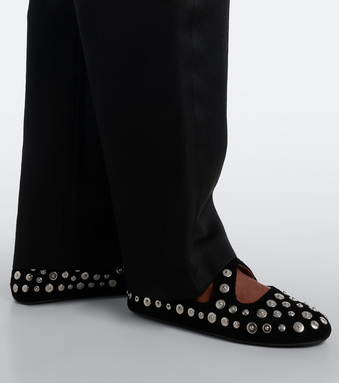 Alaïa - Studded suede ballet flats