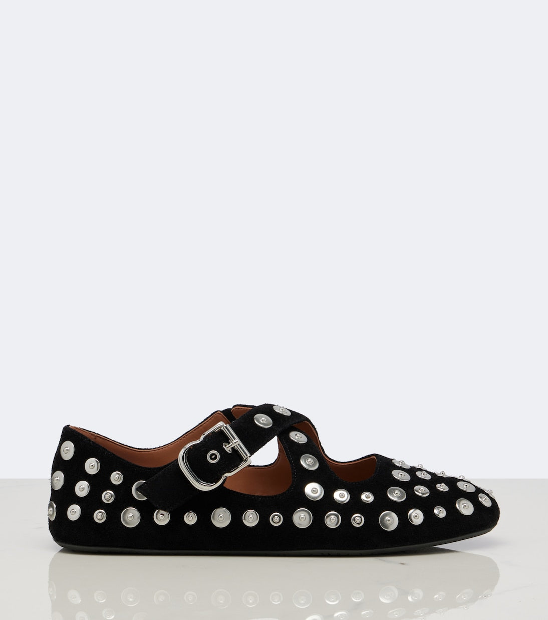 Alaïa - Studded suede ballet flats