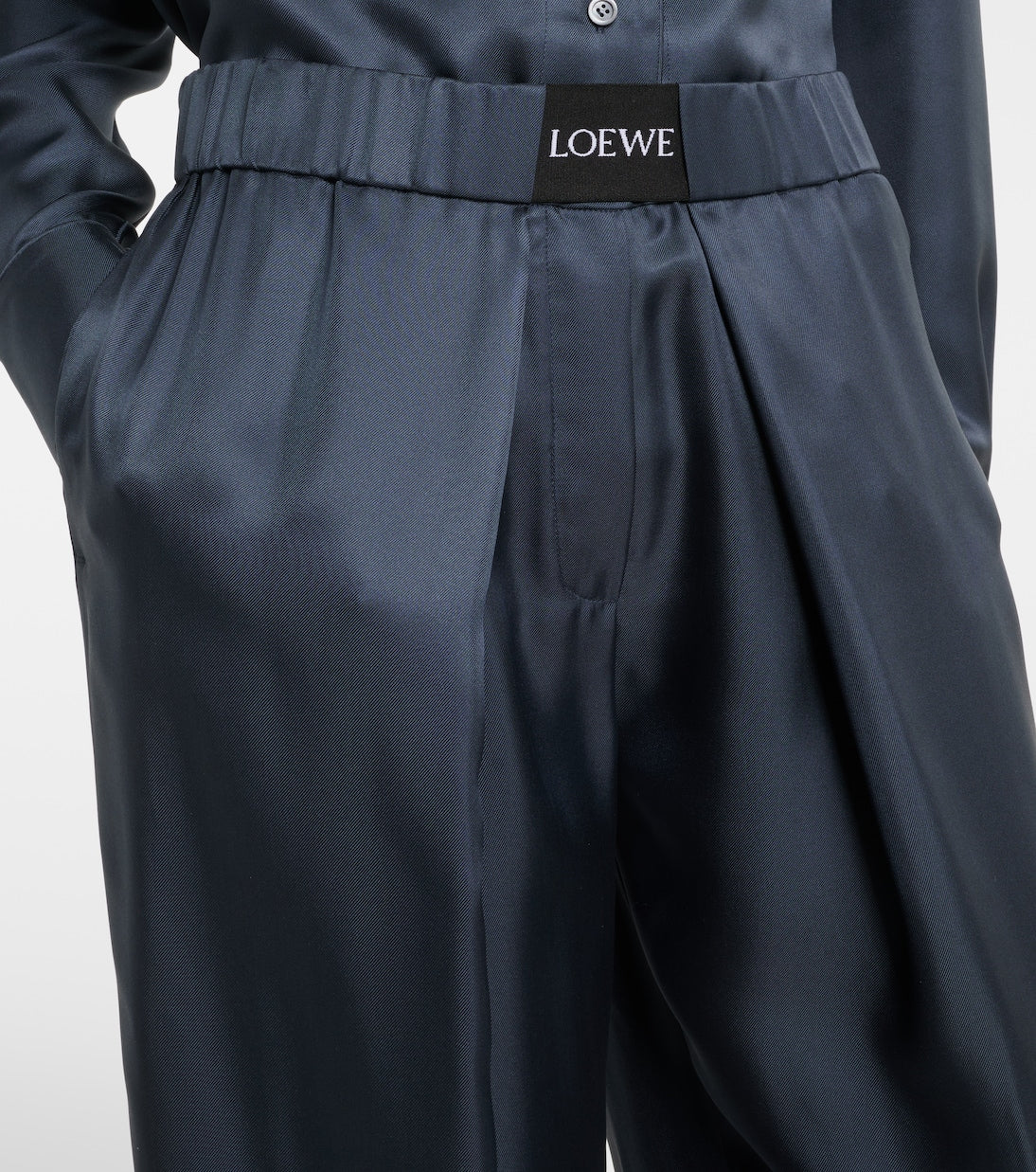 Loewe - Logo silk wide-leg pants