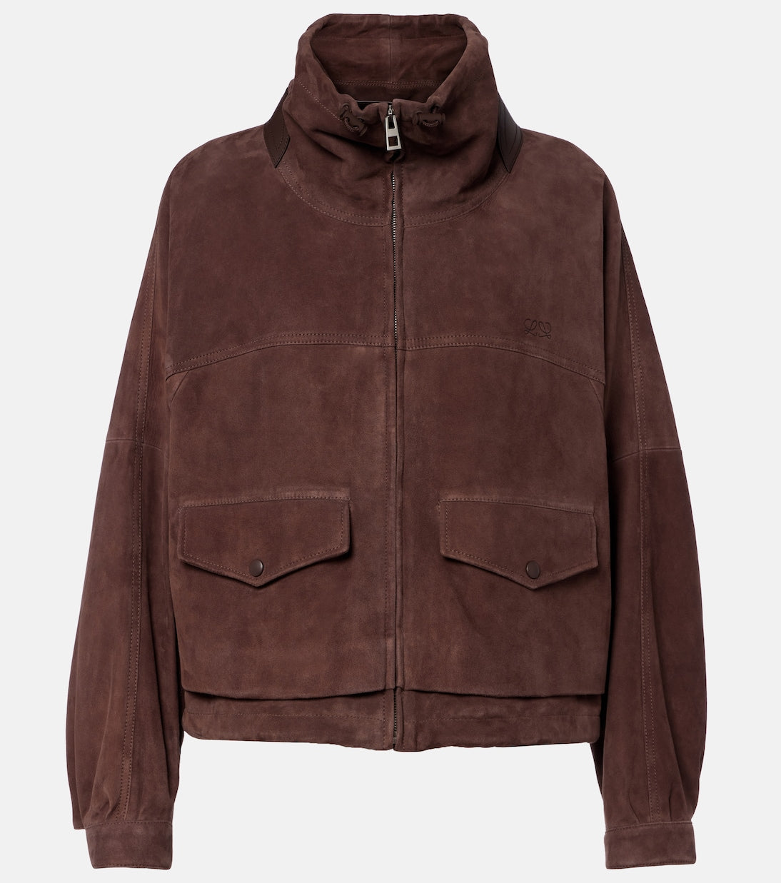 Loewe - Leather-trimmed suede jacket