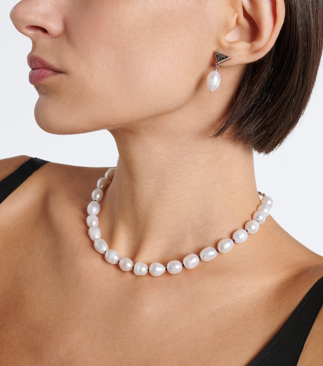 Prada - Logo pearl earrings