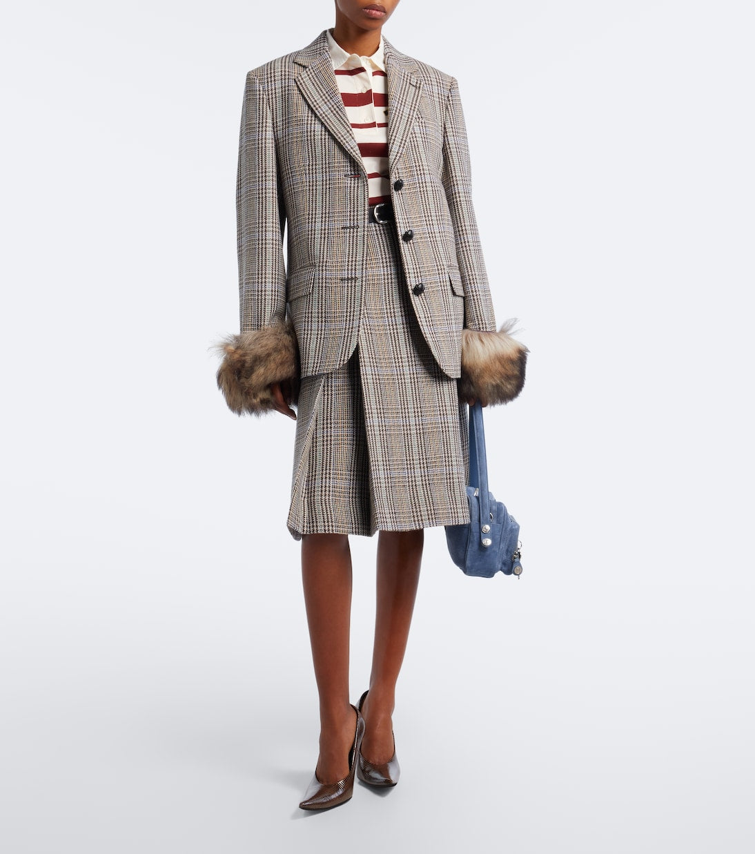 Acne Studios - Checked shearling-trimmed wool blazer