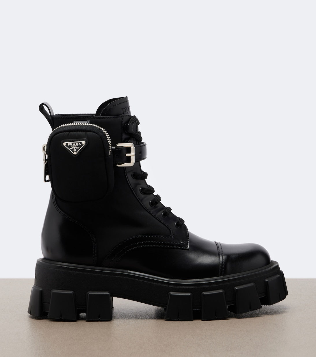 Prada - Monolith leather ankle boots