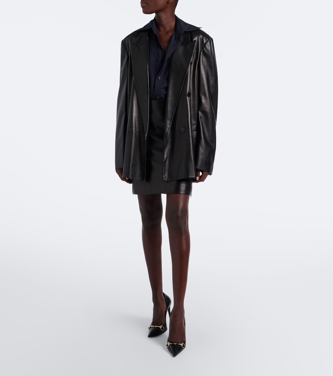 Gucci - Double-breasted leather jacket