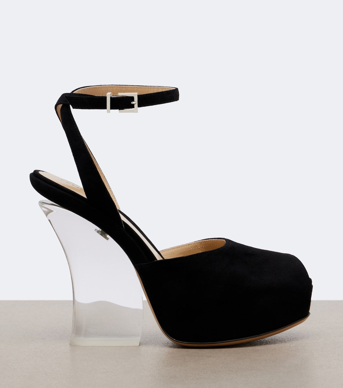 Fendi - Suede platform peep-toe pumps