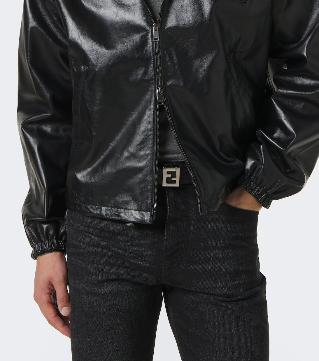 Fendi - Leather bomber jacket