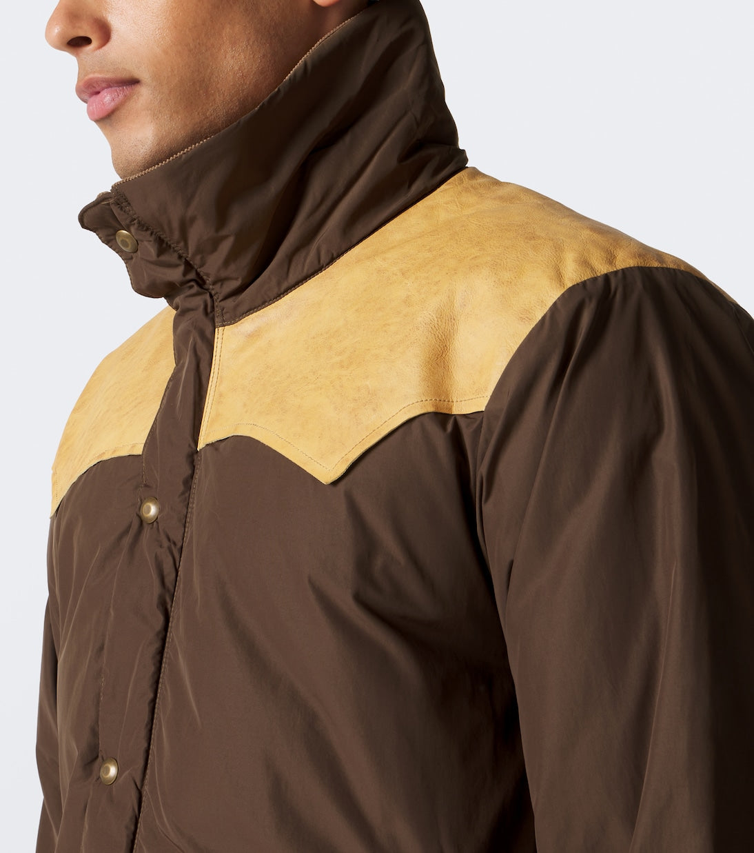 RRL - Leather-trimmed puffer jacket