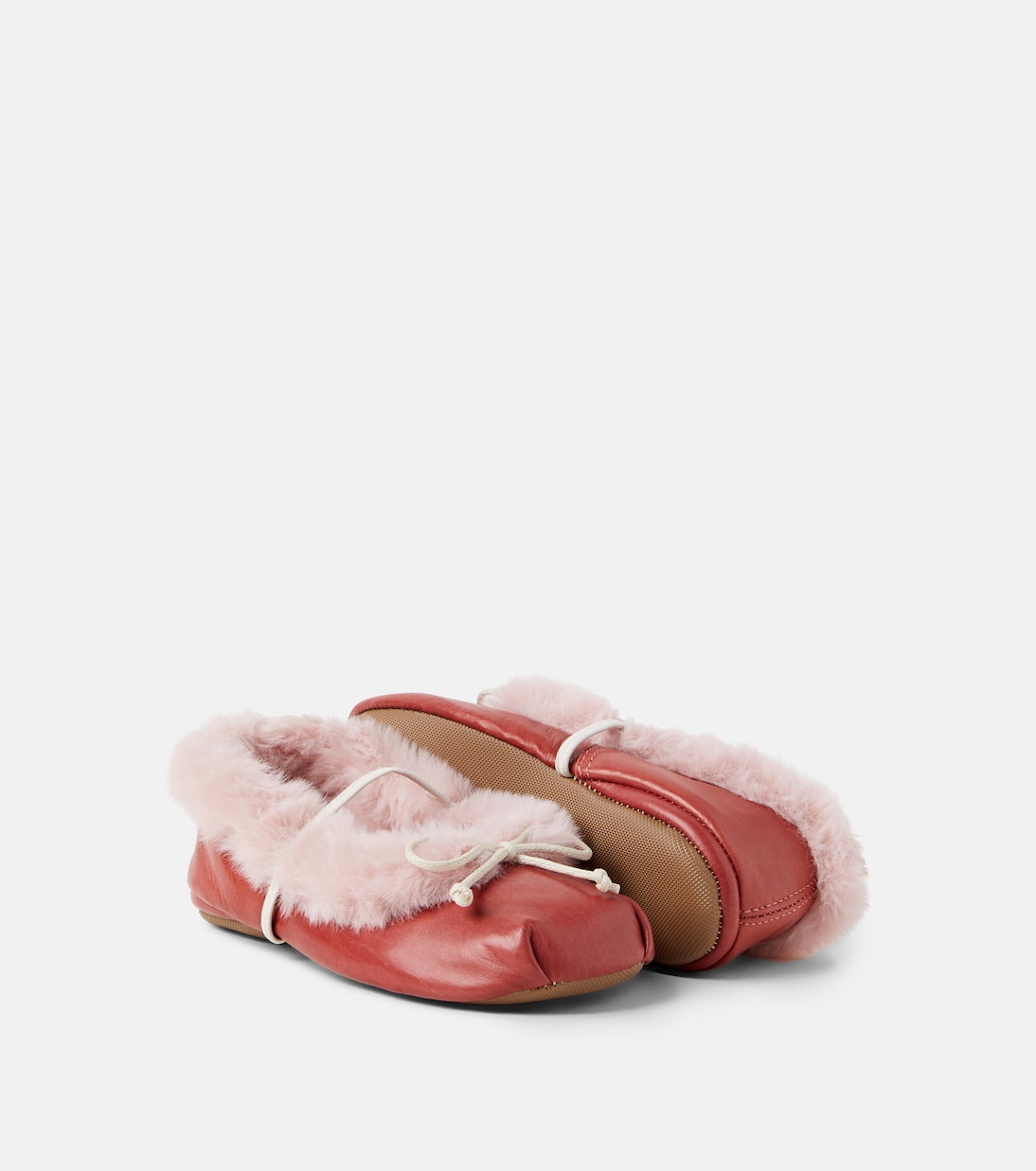 PèPè - Shearling-trimmed leather ballet flats