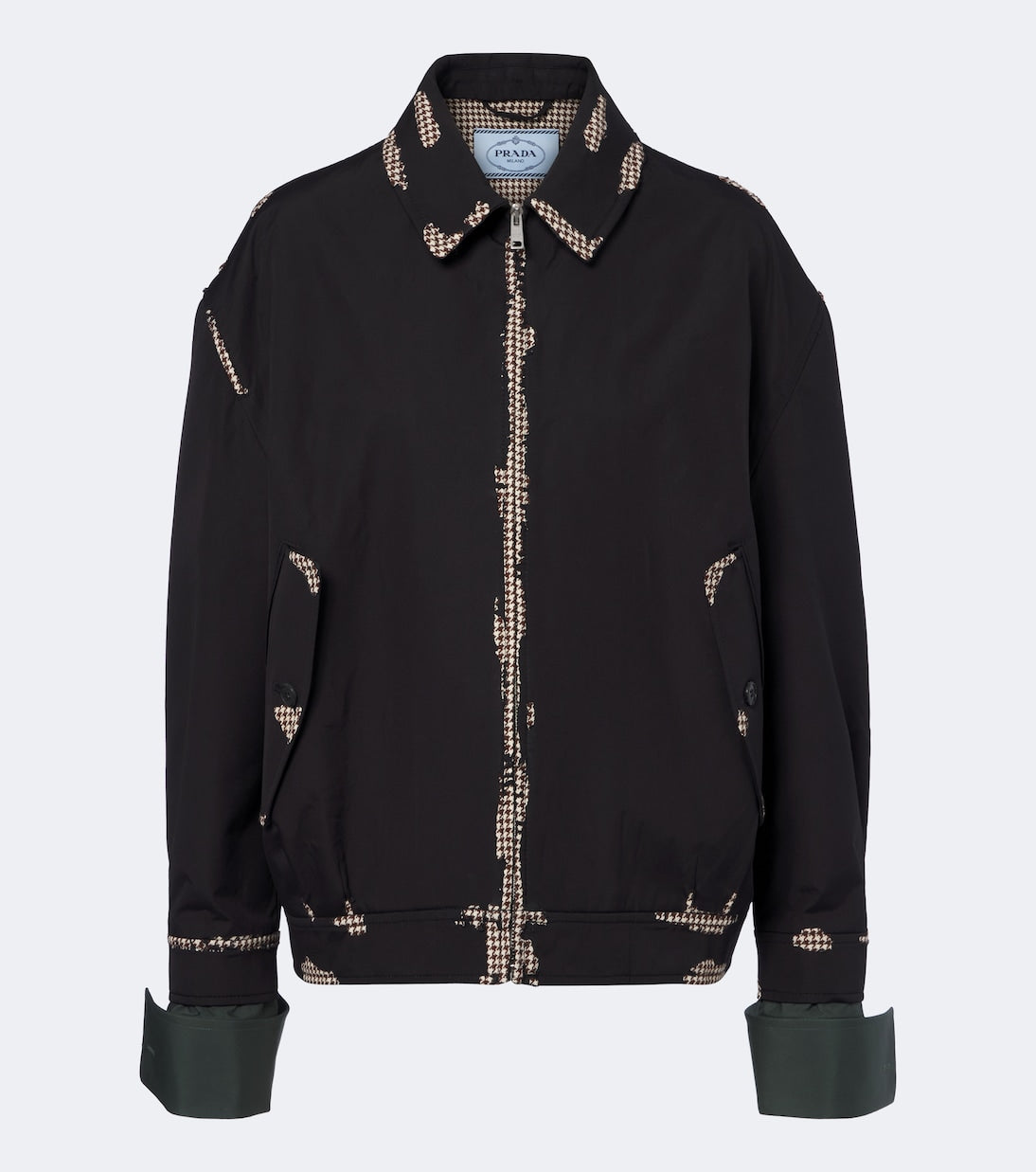 Prada - Houndstooth devoré cotton blouson jacket