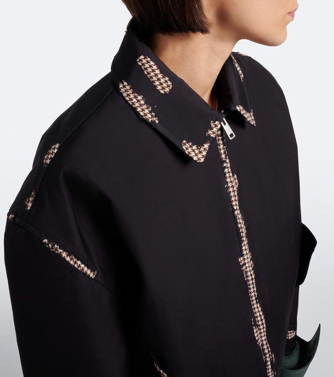 Prada - Houndstooth devoré cotton blouson jacket