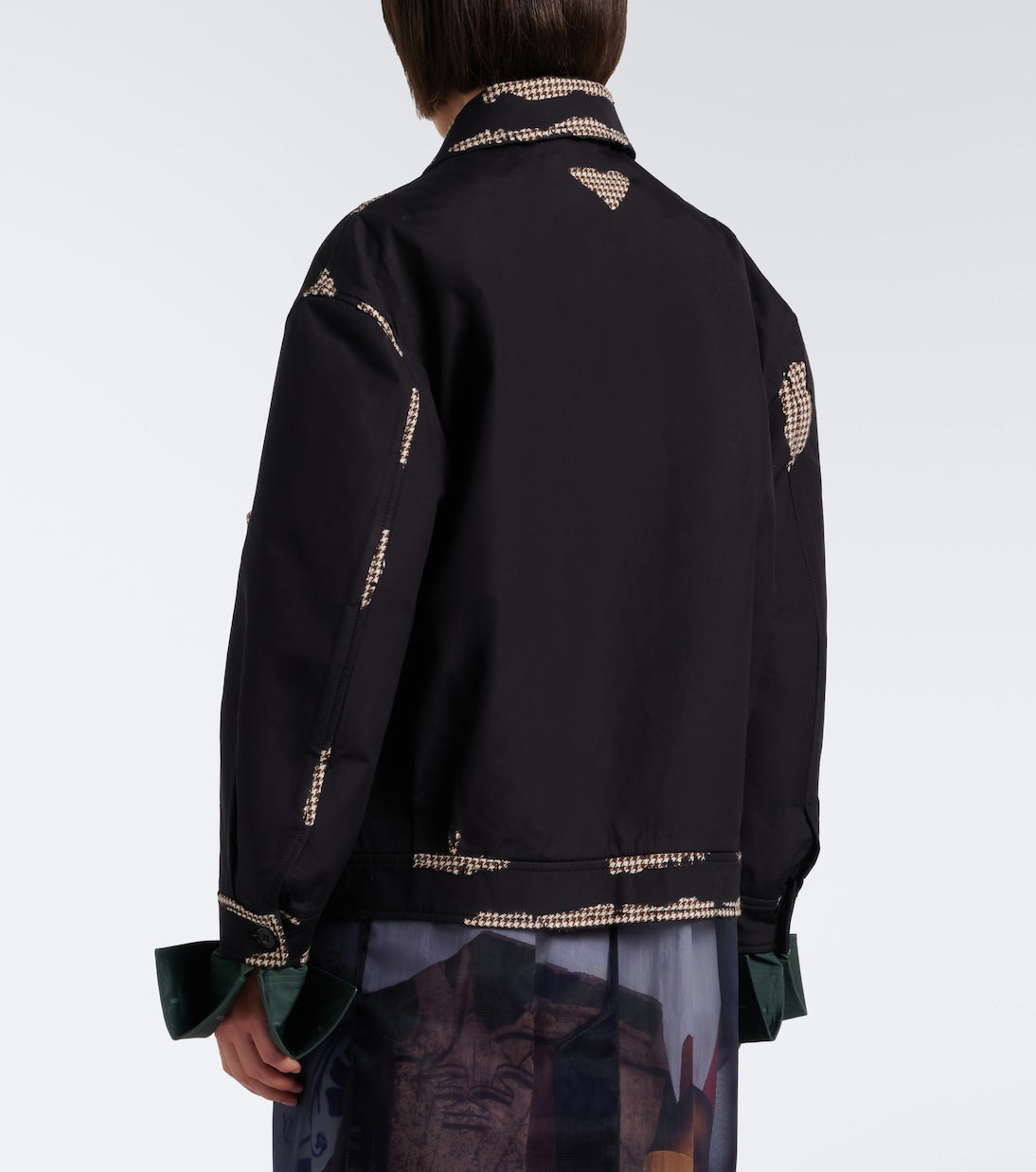 Prada - Houndstooth devoré cotton blouson jacket
