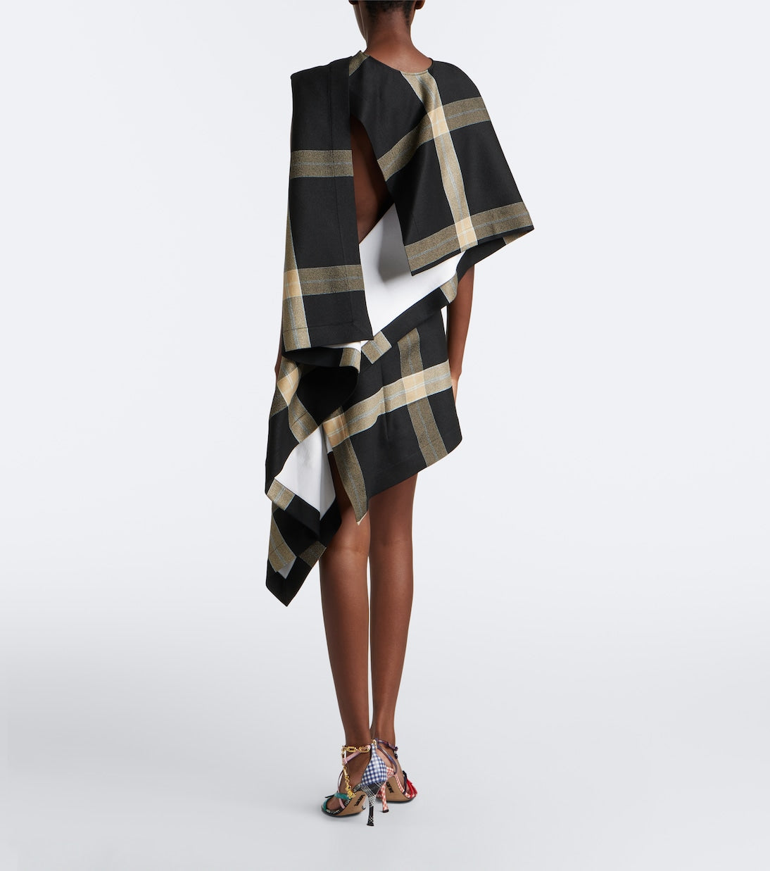 Loewe - Caped checked minidress