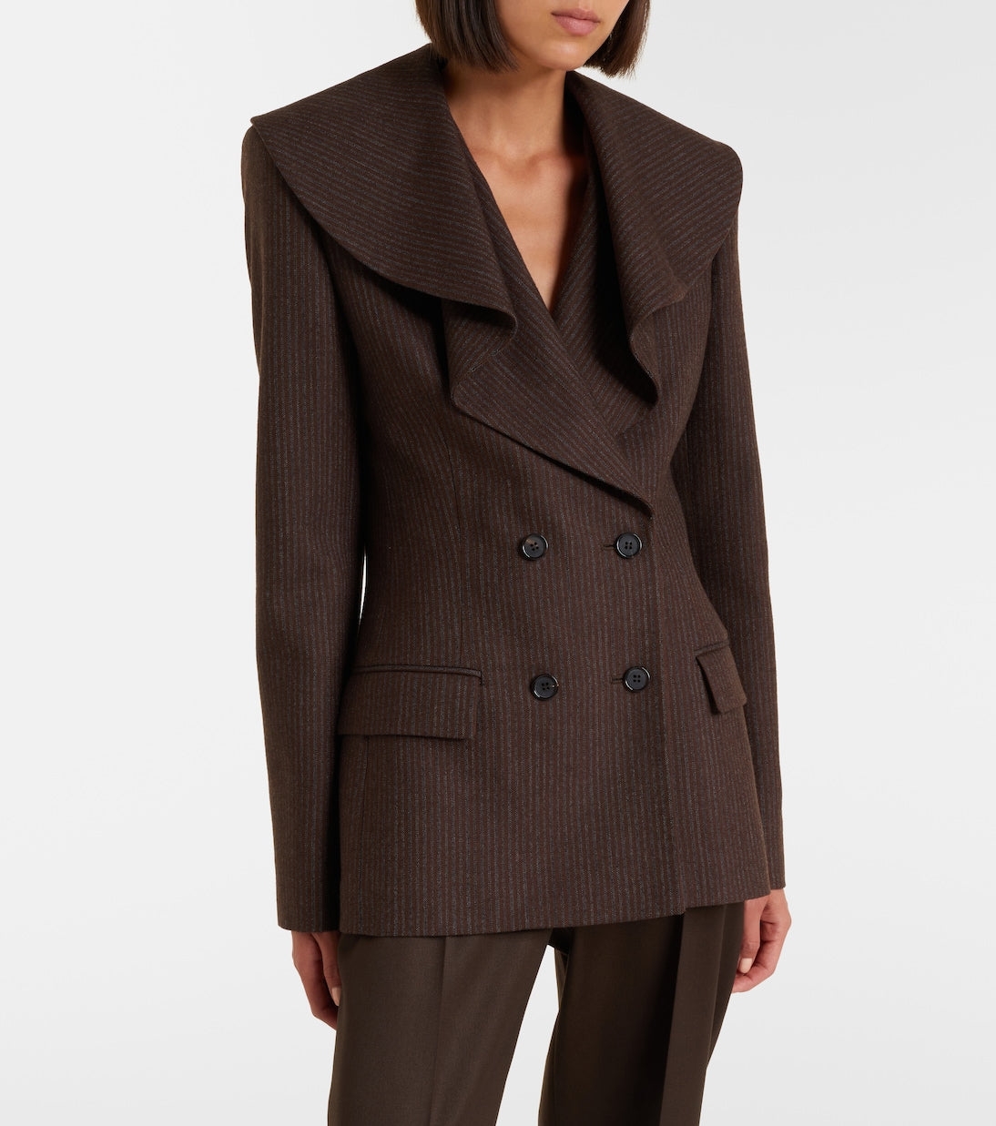 McQueen - Draped pinstripe wool blazer