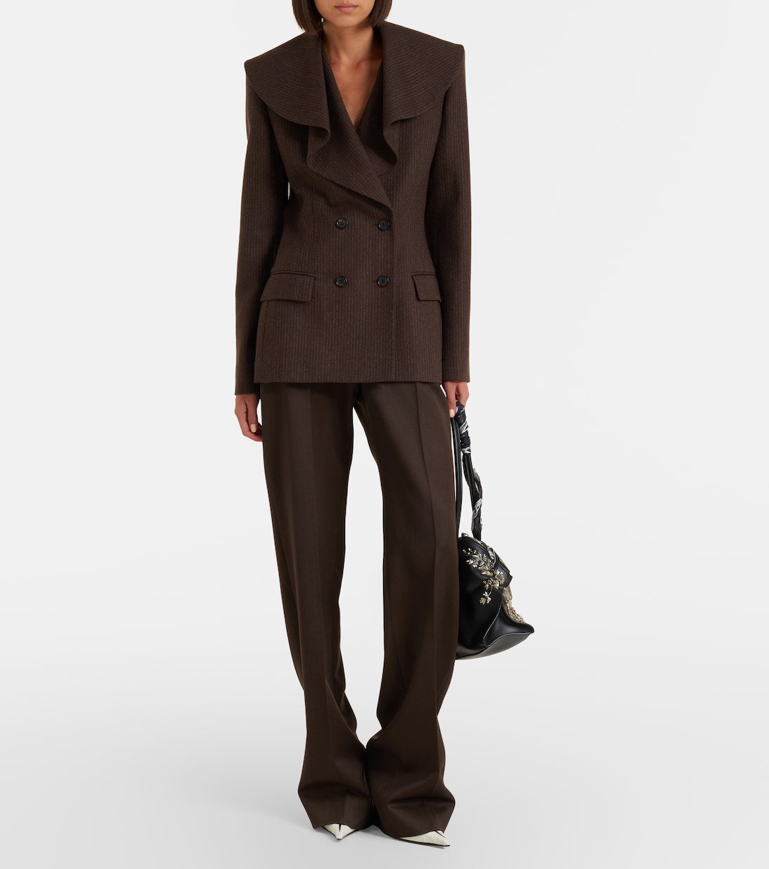 McQueen - Draped pinstripe wool blazer