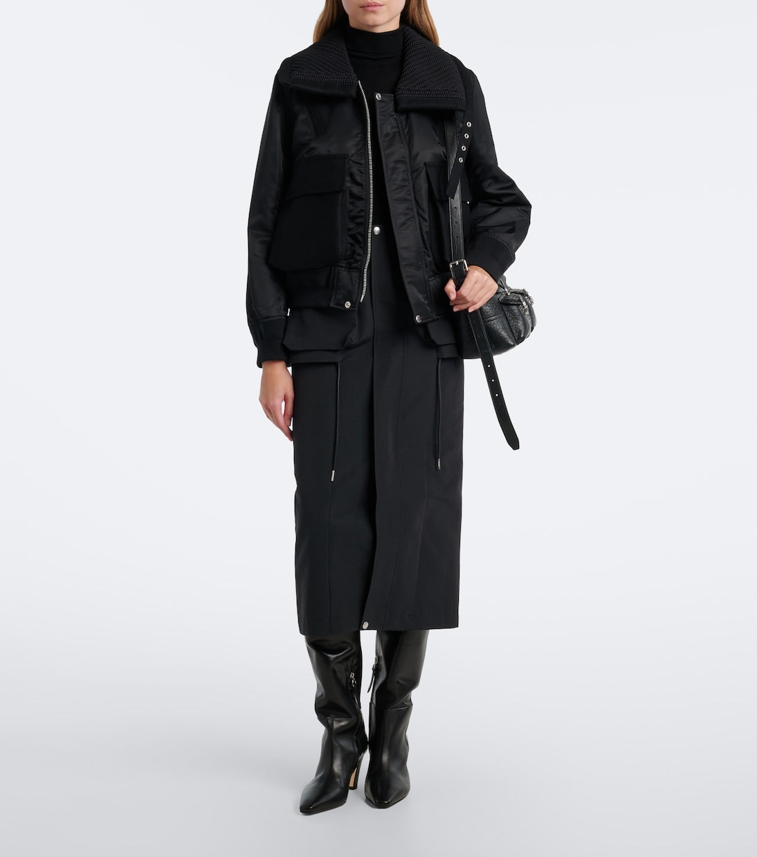 Sacai - Wool-trimmed blouson jacket