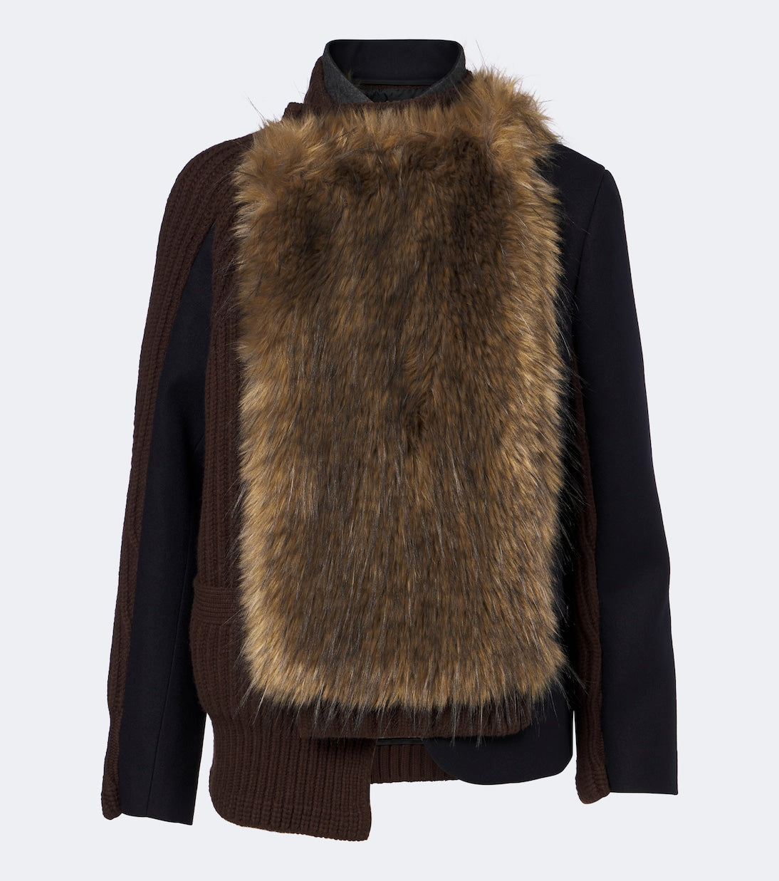 Sacai - Ribbed-knit wool-blend jacket
