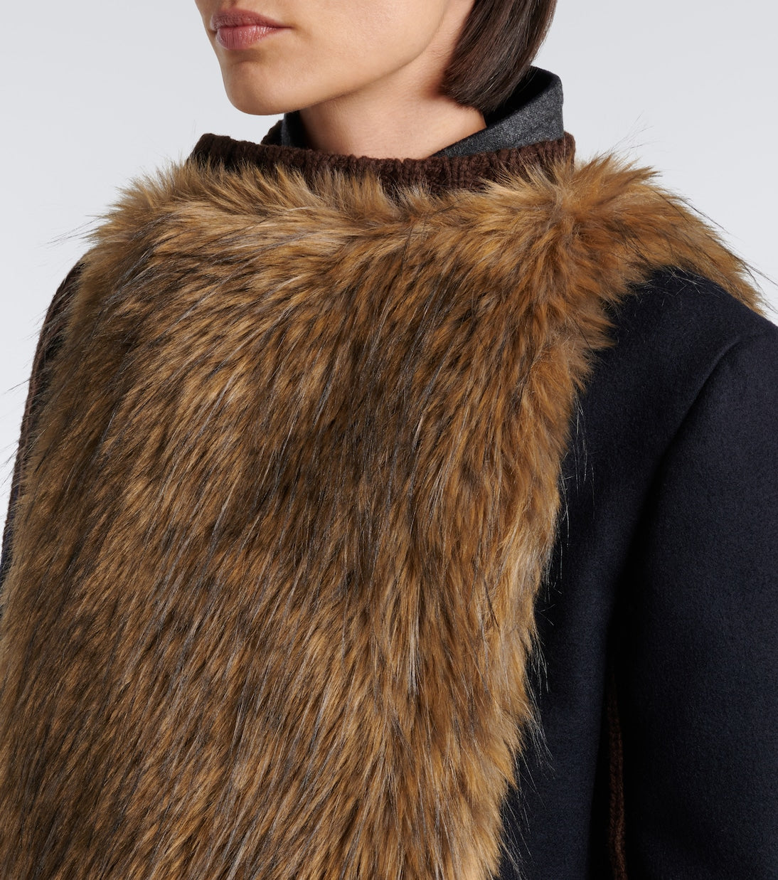 Sacai - Ribbed-knit wool-blend jacket