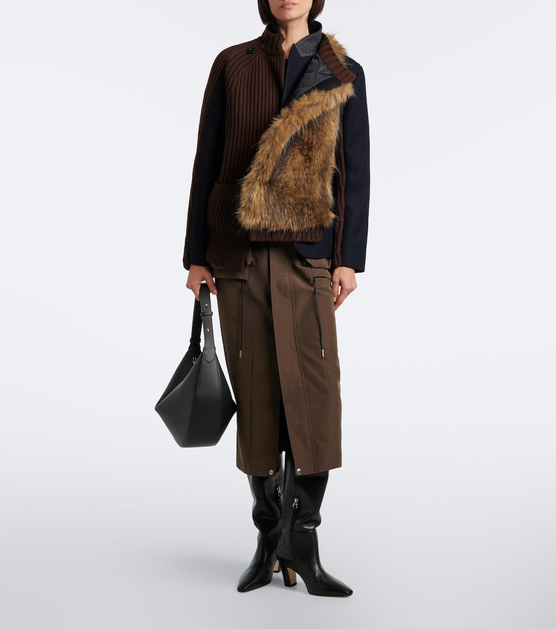Sacai - Ribbed-knit wool-blend jacket