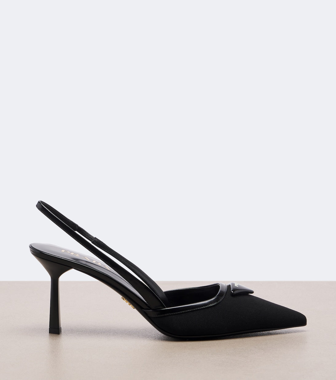 Prada - Leather-trimmed slingback pumps