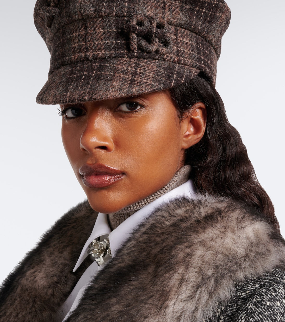 Ruslan Baginskiy - Logo checked wool newsboy cap