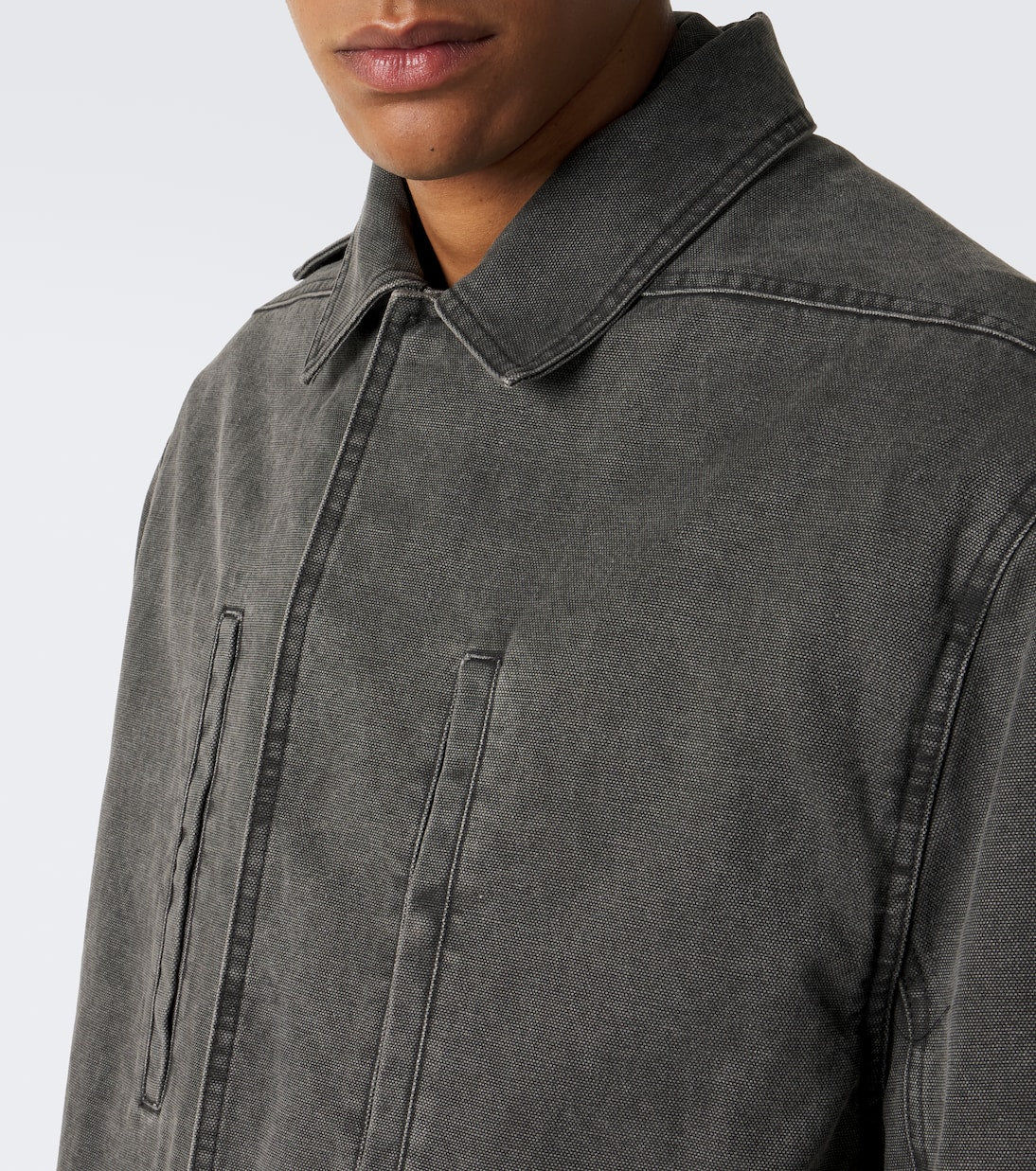 Rick Owens - Collared Mac coated cotton canvas jacket