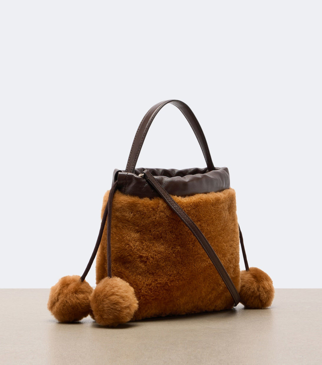 Jimmy Choo - Drawstring Mini shearling top-handle bag