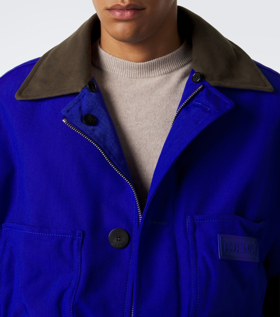 Loewe - Layered leather-trimmed jacket