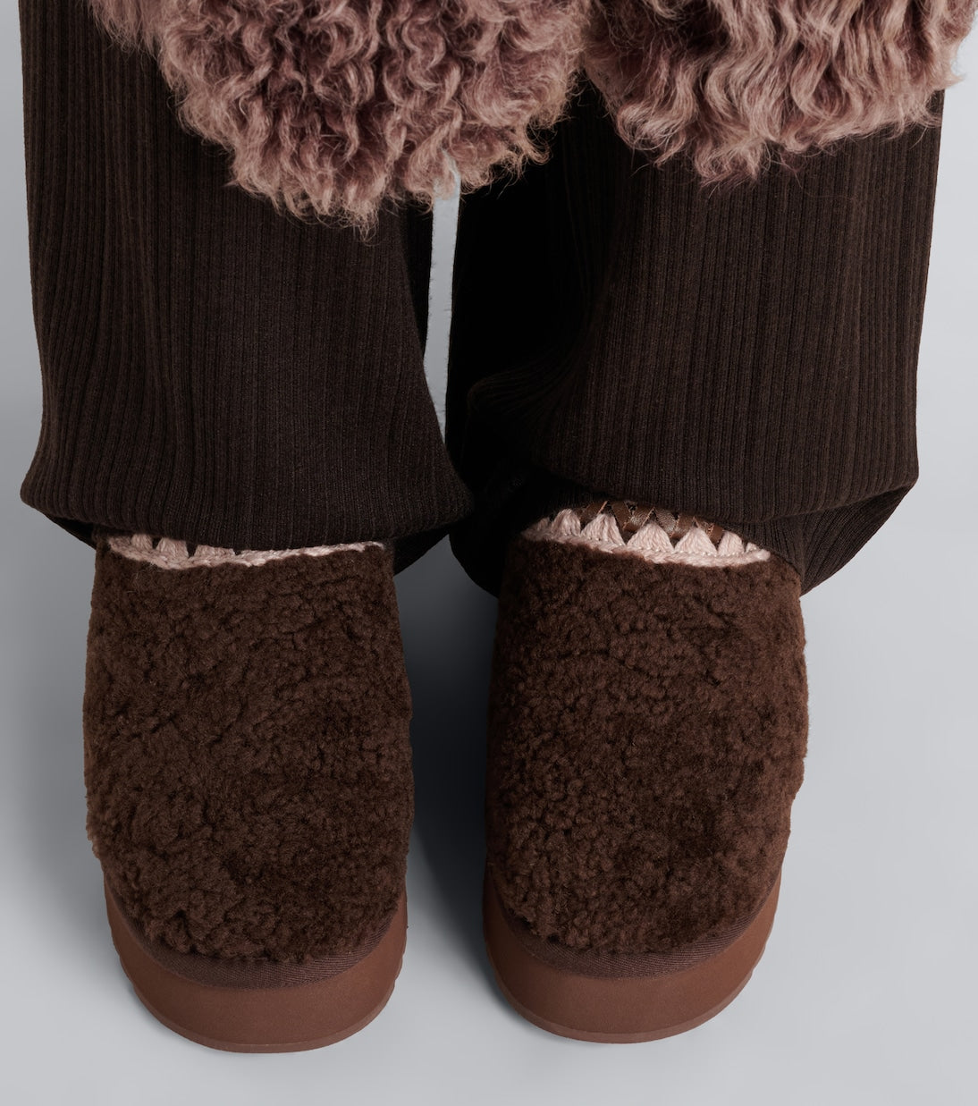 Mou - Shearling platform mules