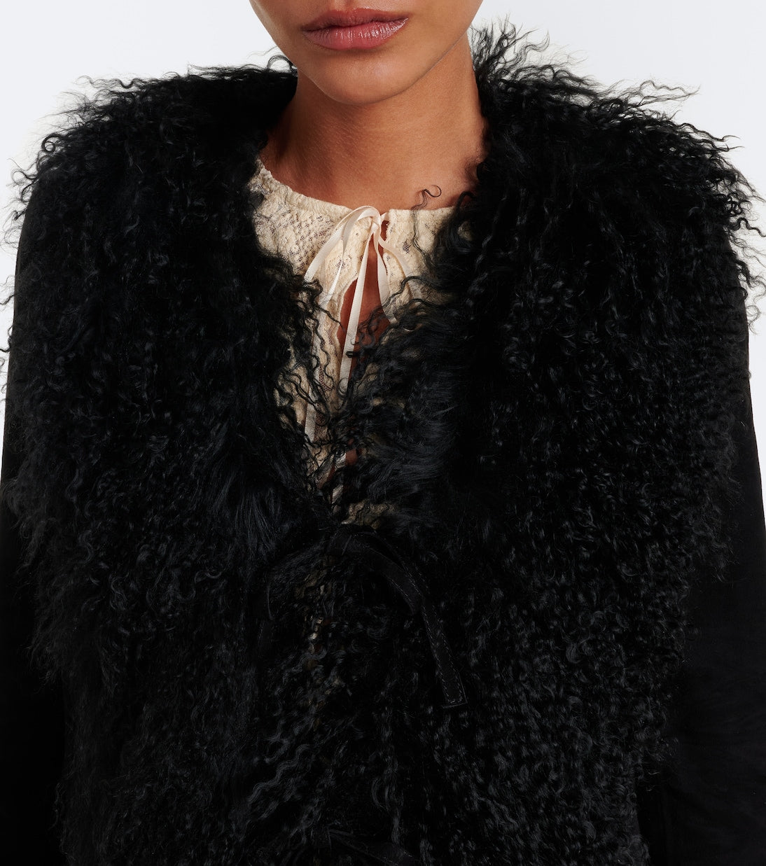 Rixo - Sammy shearling-trimmed suede jacket